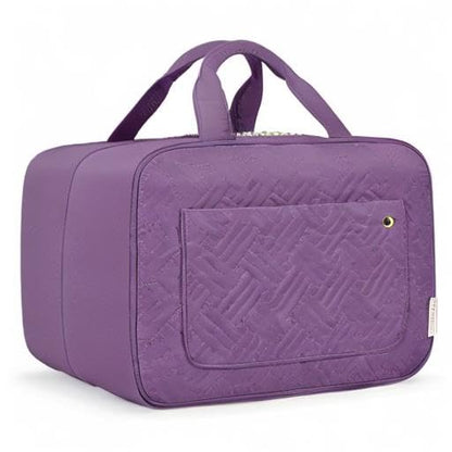 BAGSMART Toiletry Bag Travel Bag with Hanging Hook, Water-resistant Makeup Cosmetic Bag Travel Organizer for Accessories, Shampoo, Full Sized Container, Toiletries (Purple, Large)