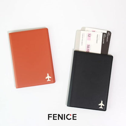Fenice Plain Simple Passport Cover Holder Wallet Case for Travel Essential RFID Blocking Vegan Leather Waterproof (BROWN)