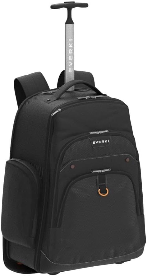 EVERKI Atlas 30L Wheeled Laptop Backpack – Carry-On Travel Backpack for Women & Men – Fits 13 to 17.3-Inch Laptops with Adjustable Compartment – Rolling Backpack for Travel – Black (EKP122)
