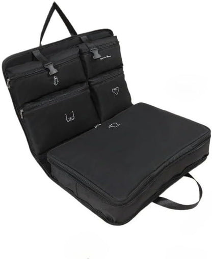 Travel 5-in-1 Packing Cube Set | Expandable Waterproof Luggage Organizer with Hanging Hook | Multi-Compartment Compression Bag for Clothes & Essentials (Black)