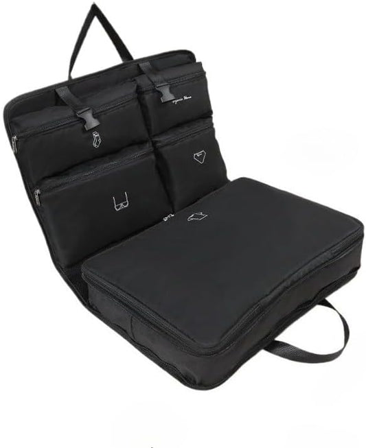 Travel 5-in-1 Packing Cube Set | Expandable Waterproof Luggage Organizer with Hanging Hook | Multi-Compartment Compression Bag for Clothes & Essentials (Black)