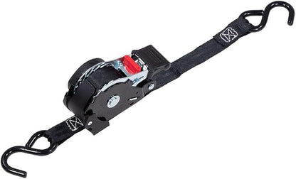 Mytee Products Auto Retract NO-RATCHETING Ratchet Straps | 1" x 12' Retractable Ratchet Straps with Coated S Hook Tiedowns for Motorcycles, ATVs, Bikes: Tight & Secure Pickup Trailer Tie-Down - 8 Pack
