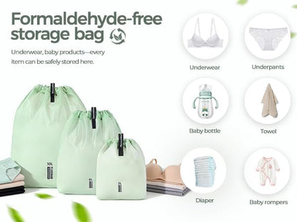 3 Set Packing Cubes for Travel, Lightweight Luggage Organizer Bags Waterproof Storage Bag, Multiple Sizes Reusable Used Essential for Gym Swim (Green)