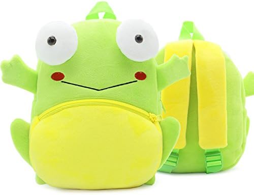 KISSOURBABY Cute Toddler Backpack Toddler Bag Plush Animal Cartoon Mini Travel Bag for Baby Girl Boy 1-4 Years(Frog)