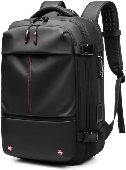 Fiordpack Vacuum Backpack Travel (Built-in Pump, 60L), TSA Lock, Expandable Vacuum Seal Compression Travel Backpack for 17" Laptop, Airline Approved