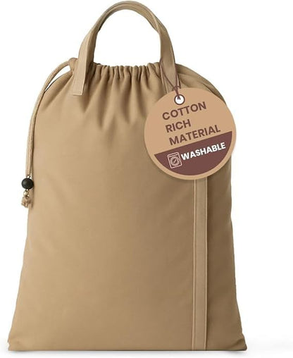 LFH Home Large Premium Cotton Canvas Laundry Bag with Drawstring and Handles Heavy Duty, Multi-Use, and Washable for Home, Travel, College or Storage 20x30 (Pack of 4)-Beige