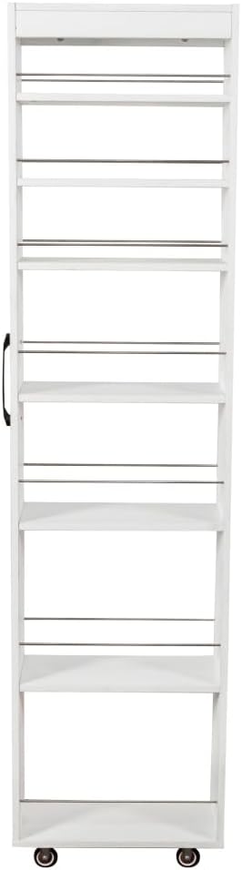 White 7-Tier Rolling Storage Cart - Slim Pull-Out Organizer Shelf with Wheels for Kitchen, Pantry, Living Room, Bathroom & Narrow Spaces (7.8" Wide)
