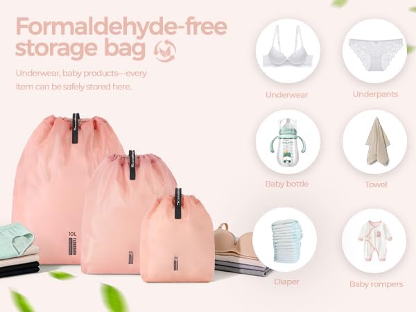 3 Set Packing Cubes for Travel, Lightweight Luggage Organizer Bags Waterproof Storage Bag, Multiple Sizes Reusable Used Essential for Gym Swim (Pink)