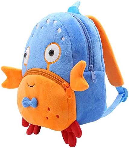 Children Toddler Preschool Backpack Plush Animal Cartoon Backpack Baby Kids School Satchel Travel Lunch Bags(Crab)