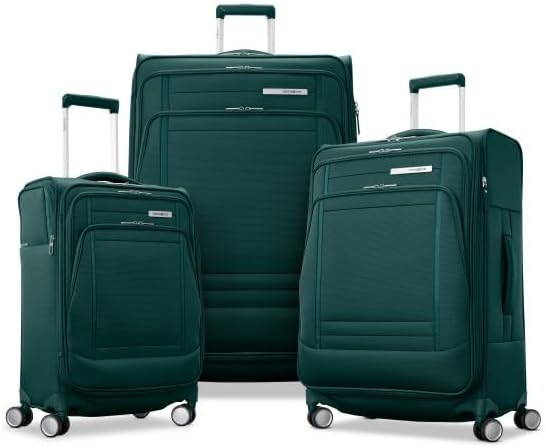 Samsonite UpLIFT Lightweight Large Checked Softside 3-Piece Luggage Set with Spinner Wheels - Expandable - Airline-Approved, Polyester Soft Suitcase for Ultra Light Travel - Emerald Green
