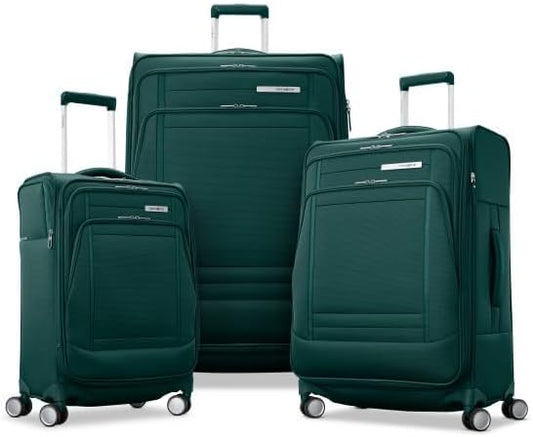 Samsonite UpLIFT Lightweight Large Checked Softside 3-Piece Luggage Set with Spinner Wheels - Expandable - Airline-Approved, Polyester Soft Suitcase for Ultra Light Travel - Emerald Green