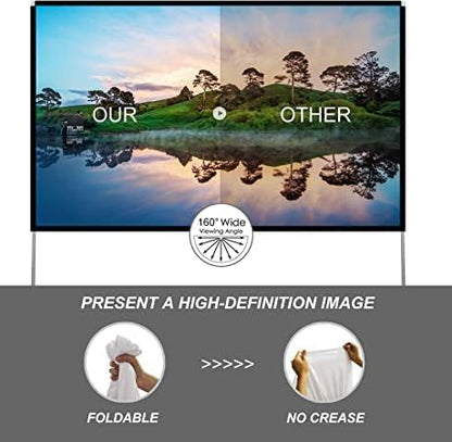 SKERELL Outdoor Projector Screen with Stand 100 Inch: Portable Projection Screen for Outside Theater Home Backyard Movies