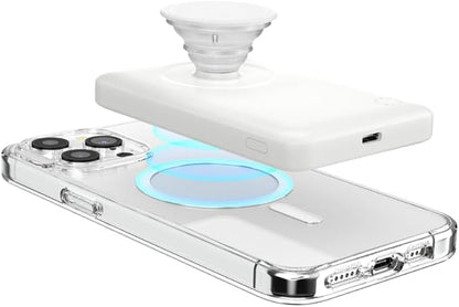 PopSockets PowerPack for MagSafe Magnetic Power Bank, Portable Phone Charger, Magnetic Wireless Battery Pack, 5000mAh for iPhone 16/15/14/13/12 Pro/Pro Max/Plus - White