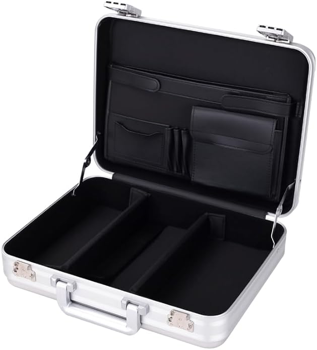 Metal Briefcase for Men, Locking Aluminum Case for Valuables, Gun Display Box, Cash Case, with Removable Foam