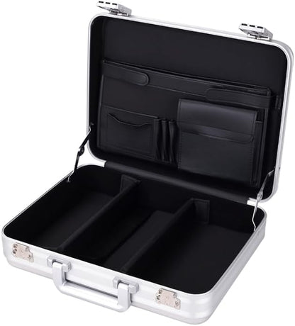 Metal Briefcase for Men, Locking Aluminum Case for Valuables, Gun Display Box, Cash Case, with Removable Foam