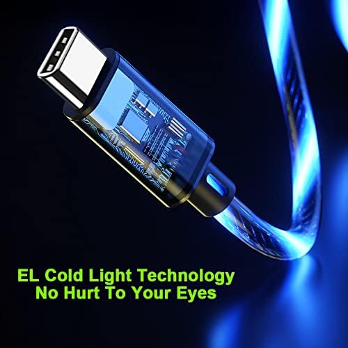 USB Cable PD Fast Charger Lighted Up (USB C to C Blue),Mobile Phone Data Cable, Charging Cable, Supports Data Transfer, 39-inch, TPE Material, Compatible with Almost All Type-C Devices.