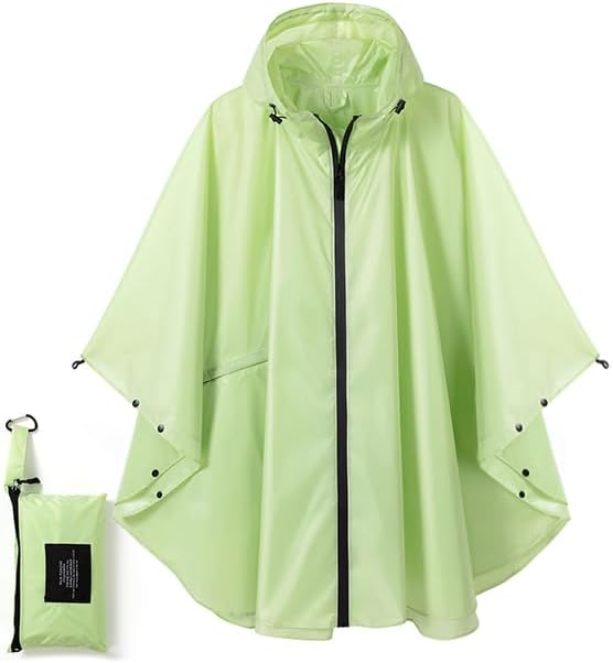Rain Poncho Jacket Coat Hooded Zipper Style for Women/Men/Adult with Pocket