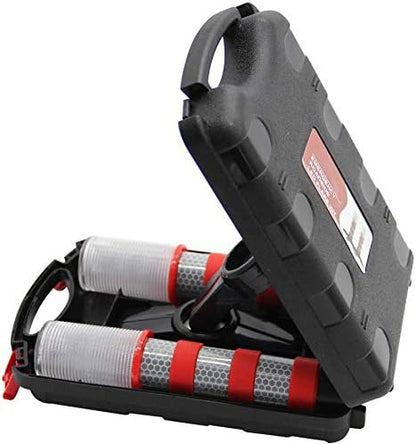 Twinkle Star Emergency Roadside Flares Kit LED Safety Strobe Road Warning Light Highway Beacon Alert Flare with Magnetic Base, Detachable Stand, Solid Storage Case (Set of 4)