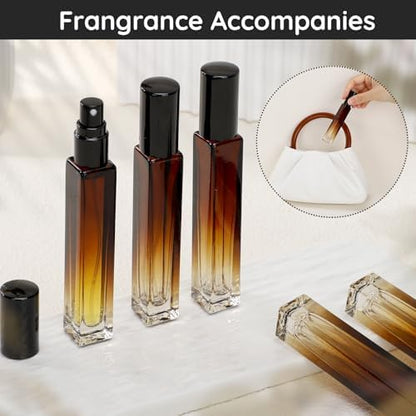 Segbeauty 10pcs 0.34oz Travel Perfume Bottle, 10ml Empty Refillable Glass Perfume Atomizer, Portable Cologne Dispenser Spray Bottle Travel Size Sample Bottles Sprayer Fragrance Making Kit Amber