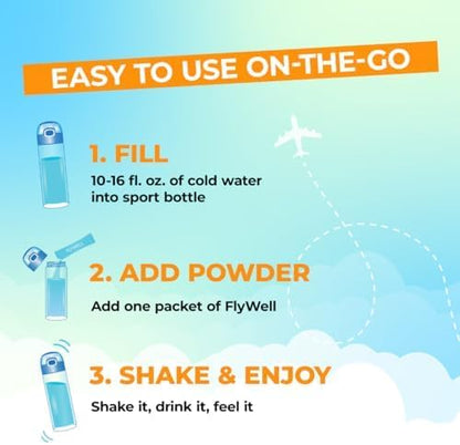 Travel Vitamin Tonic for Flight, Jet Lag, Hydration, Circulation, Digestion & Immune Support, Promotes Calmness, Electrolyte Powder, Travel Essentials, Passion Fruit Tangerine, 15 Sticks
