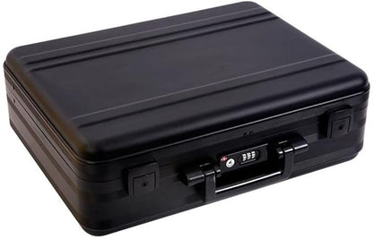 Men Metal Briefcase Aluminum Locking Storage Box, Family Medicine Case, Money Suitcase, Jewellery Display Box with Removable Foam, Black (16.5X12.6X4.5 Inch)