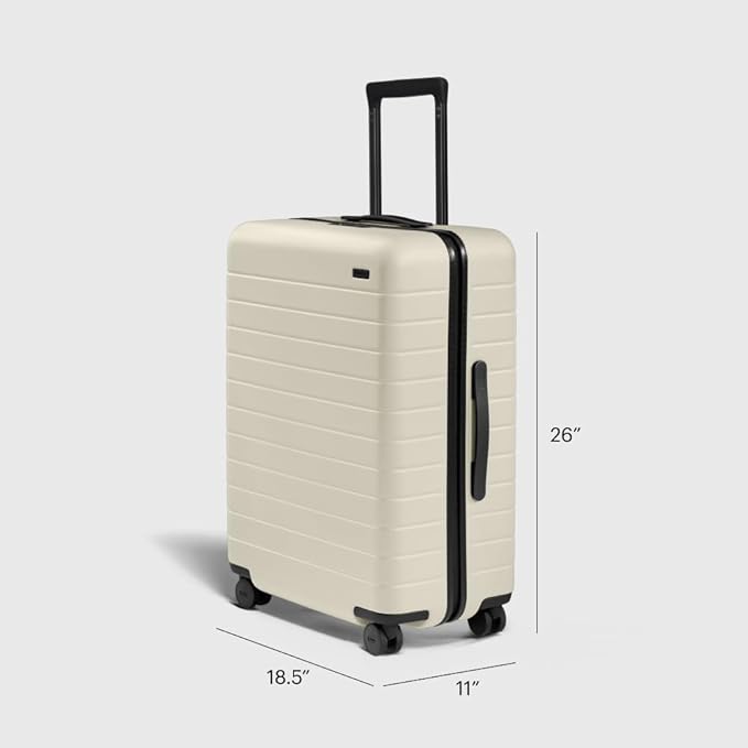 Away Medium Checked Luggage, Lightweight Hard Shell Suitcase with Spinner Wheels, Durable Rolling Luggage, TSA Lock, 26 Inch, Salt White Matte