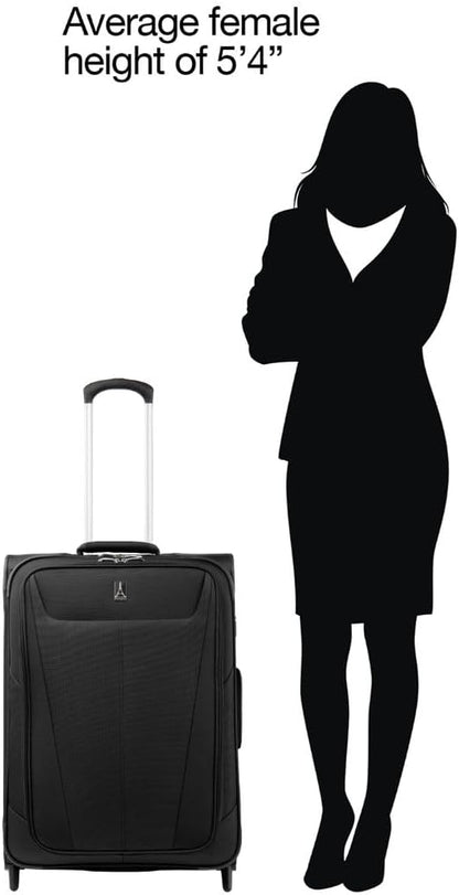 Travelpro Maxlite 5 Softside Expandable Upright 2 Wheel Checked Medium Luggage, Lightweight, 26-Inch — Black