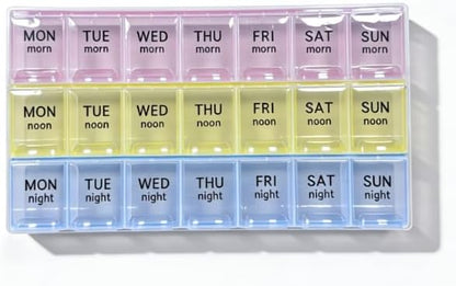 Large Weekly Pill Organizer 3 Times A Day, Moisture-Proof 7 Day Pill Box, Travel Pill Cases Portable for Pills Vitamin Fish Oil Supplements,Medicine Cases