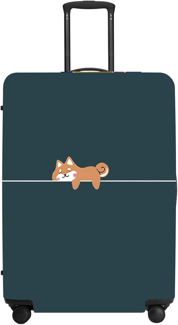 Hunter Green Luggage Cover, Washable Suitcase Protector Simple Cartoon Fox Design Anti-scratch for 18",20",22"Bag