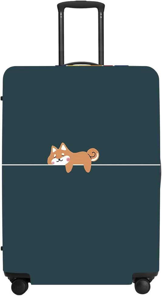 Hunter Green Luggage Cover, Washable Suitcase Protector Simple Cartoon Fox Design Anti-scratch for 28",30"Bag