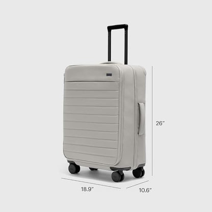 Away Softside Medium Checked Suitcase, 26 Inch Lightweight, Expandable Luggage For Men & Women, Durable Nylon Exterior, TSA Approved Lock, Ideal For Trips 1-2 Weeks, Cloud Gray