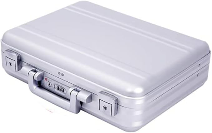 Silver Metal Brief Case 16.5X12.6X6.1 Inch Aluminum Toolbox TSA Combination Lock Cash Weekend Short-term Travel Bag Lawyer Briefcase