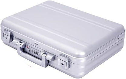 Silver Metal Brief Case 16.5X12.6X6.1 Inch Aluminum Toolbox TSA Combination Lock Cash Weekend Short-term Travel Bag Lawyer Briefcase