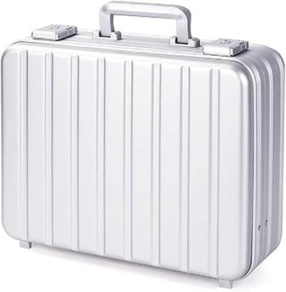 Silver Aluminum Attache Case Padded Laptop Briefcase Combo TSA Lock Hard Sided Money Suitcase with Foam