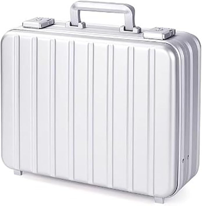 Silver Aluminum Attache Case Padded Laptop Briefcase Combo TSA Lock Hard Sided Money Suitcase with Foam