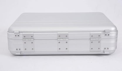 Large Aluminium Briefcase 18.1X13.8X6.1 Inch Combination TSA Lock Metal Attache Toolbox Cash Case 15.6 Inch Notebook Brief Case Toolkit with Foam Silver