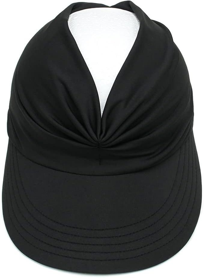 Sun Hat Women Sun Beach Visor Cap UV Protection with Wide Brim for Sports Beach Golf Hiking (Black)