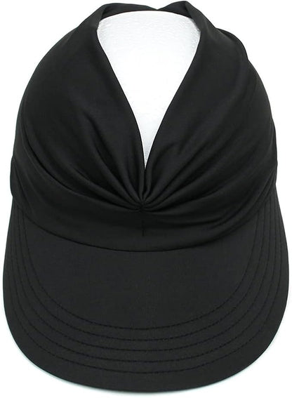 Sun Hat Women Sun Beach Visor Cap UV Protection with Wide Brim for Sports Beach Golf Hiking (Black)