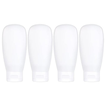 TSA Approved Travel Bottles Set for Toiletries Travel Size Containers Kit 4 Pack Portable Leak Proof Refillable Squeeze Cosmetic Airplane Essential Shampoo Hair Conditioner Body Lotion Bath Shower Gel