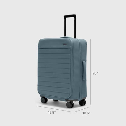 Away Softside Medium Checked Suitcase, 26 Inch Lightweight, Expandable Luggage For Men & Women, Durable Nylon Exterior, TSA Approved Lock, Ideal For Trips 1-2 Weeks, Coast Blue