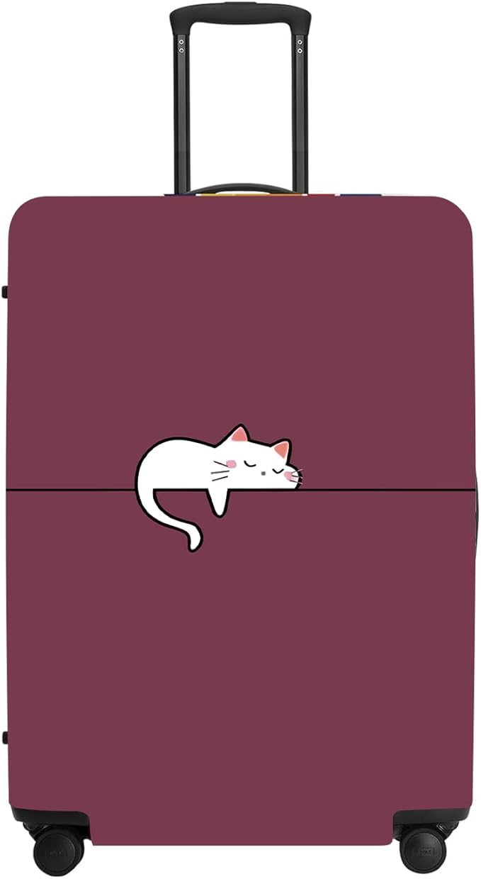 Cute Kitty Pattern Luggage Cover, Washable Suitcase Protector Simple Tiny Cat Design Anti-scratch for 32",34"Bag