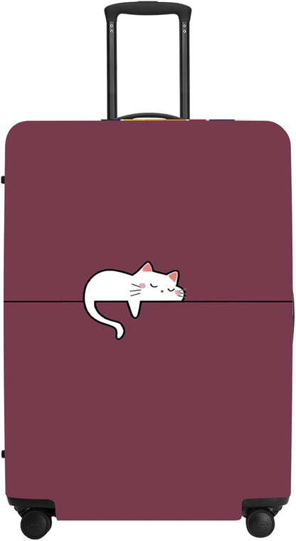 Cute Kitty Pattern Luggage Cover, Washable Suitcase Protector Simple Tiny Cat Design Anti-scratch for 18",20" 22"Bag