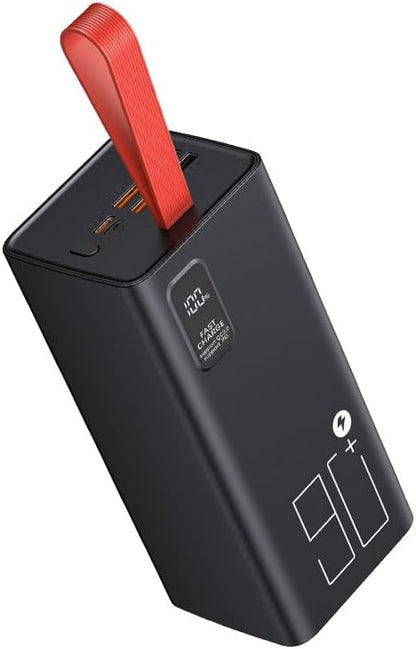 90000mAh Power Bank Fast Charging, 30W PD & QC 3.0 High Capacity Portable Charger, 5 Output 2 Input USB-C Large Battery Pack with LED Display for Phone Tablet Outdoor Camping Travel Office