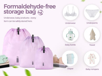 3 Set Packing Cubes for Travel, Ultralight Luggage Organizer Bags Waterproof Storage Bag, Multiple Sizes Reusable Drawstring Bags Used Essential for Gym Swim (Purple)