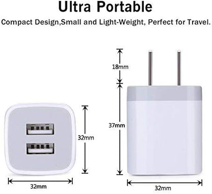USB Plug, USB Wall Charger 3 Pack, GiGreen Dual Port Electrical Plug Wall Outlet Charger Cube 5V 2.1A Charging Block Compatible iPhone 16 15 14 13 12 11 X,Samsung S25 S24 S23 S20 S10 S9 Note20,LG,Moto