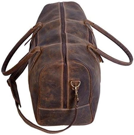 KomalC 24 Inch Leather Duffle Bags for Men and Women Travel Overnight Weekend Bag Sports Gym Duffel for Men