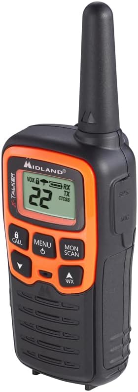 Midland- T51VP3 X-TALKER Spotting and Recovery Walkie-Talkie Long Range - FRS Two Way Radio for kids Caravanning with NOAA Weather Scan + Alert, 38 Privacy Codes - Black/Orange - 2 Pack