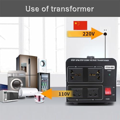1800W Voltage Converter - Step Up/Down 110V to 220V Power Adapter for Travel & Home Use - Universal Transformer for Electronics & Appliances, Travel Essentials