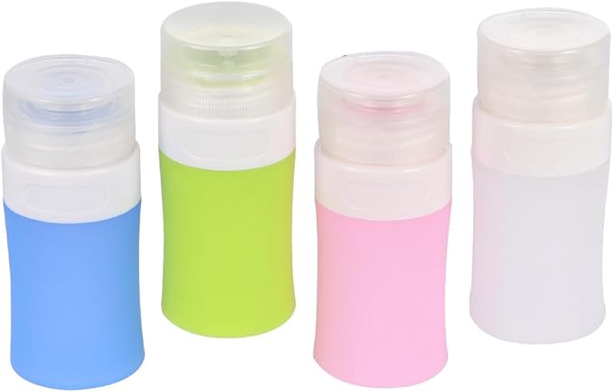 4pcs Silicone Travel Bottles Leakproof Lotion Containers Portable Cosmetic Squeeze Bottles for Travel Makeup Storage Tsa Approved Pink Green White Blue
