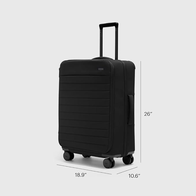 Away Softside Medium Checked Suitcase, 26 Inch Lightweight, Expandable Luggage For Men & Women, Durable Nylon Exterior, TSA Approved Lock, Ideal For Trips 1-2 Weeks, Jet Black